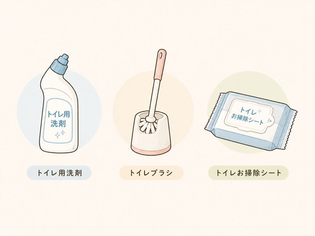 トイレ用掃除道具のイラスト